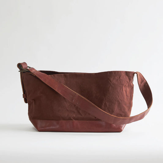 Kurashiki Hampu Canvas Shoulder Bag - Chocolate -, Japanese canvas shoulder bag
