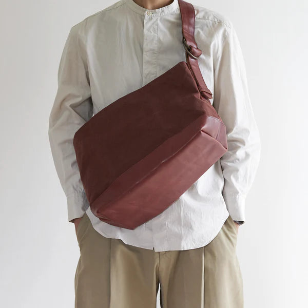 Kurashiki Hampu Canvas Shoulder Bag - Ash Gray -, Japanese canvas shoulder bag