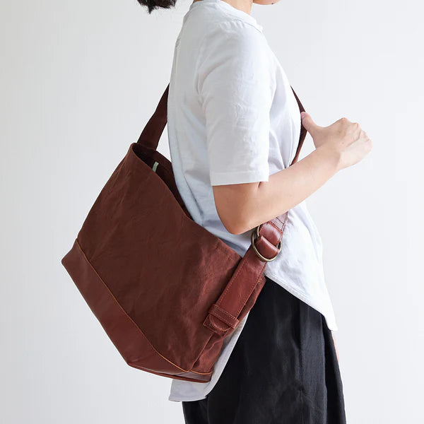 Kurashiki Hampu Canvas Shoulder Bag - Ash Gray -, Japanese canvas shoulder bag