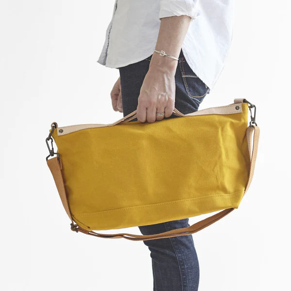 Kurashiki Hampu Canvas Shoulder Bag - Khaki -, Japanese canvas shoulder bag