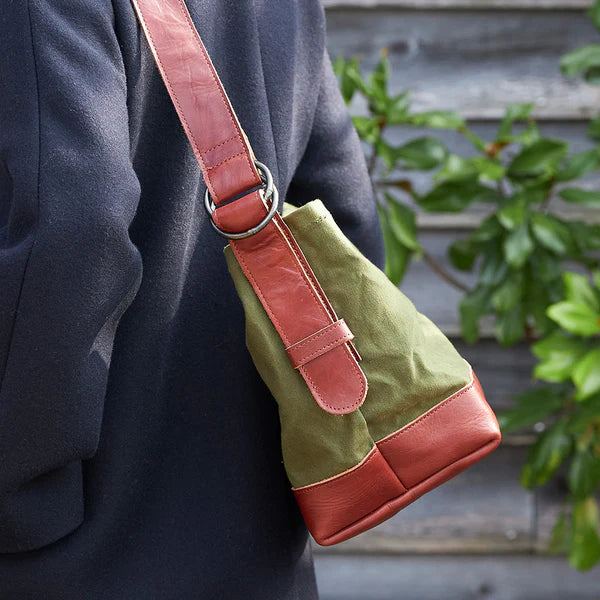 Kurashiki Hampu Canvas Shoulder Bag - Ash Gray -, Japanese canvas shoulder bag