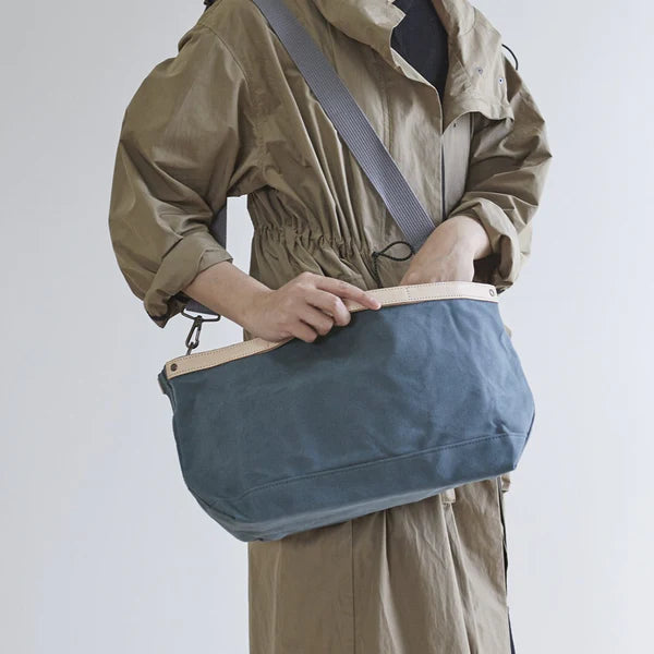 Kurashiki Hampu Canvas Shoulder Bag - Khaki -, Japanese canvas shoulder bag