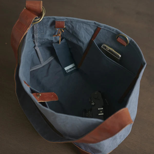 Kurashiki Hampu Canvas Shoulder Bag - Ash Gray -, Japanese canvas shoulder bag