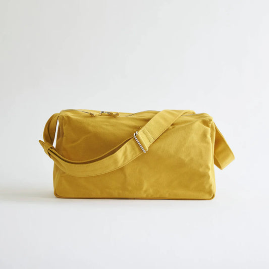 Kurashiki Hampu Canvas Shoulder Bag（Rectangle）- Mustard Yellow -, Japanese canvas shoulder bag