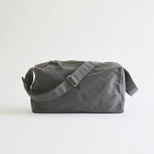 Kurashiki Hampu Canvas Shoulder Bag（Rectangle）- Bluish Gray -, Japanese canvas shoulder bag