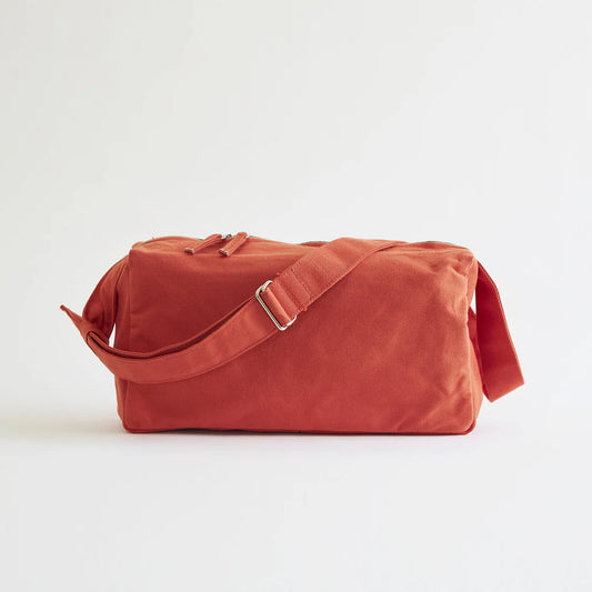 Kurashiki Hampu Canvas Shoulder Bag（Rectangle）- Safflower Red -, Japanese canvas shoulder bag