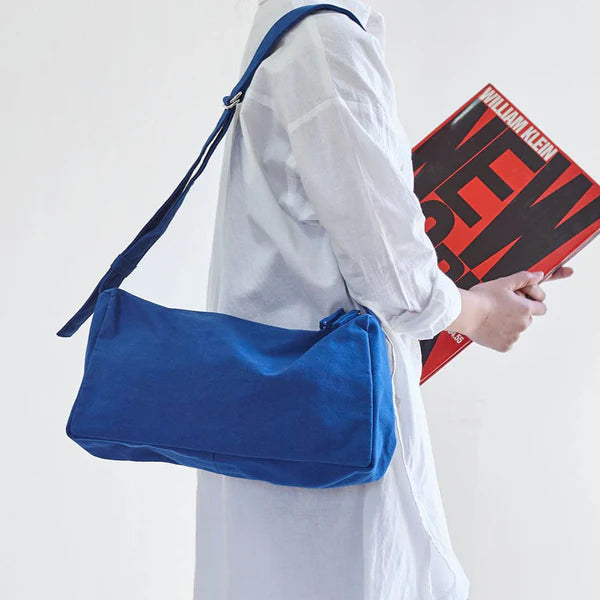 Kurashiki Hampu Canvas Shoulder Bag（Rectangle）- Indigo Blue -, Japanese canvas shoulder bag