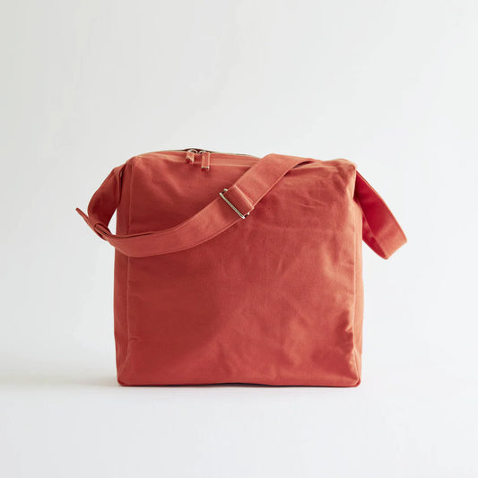 Kurashiki Hampu Canvas Shoulder Bag（Square）- Safflower Red -, Japanese canvas shoulder bag