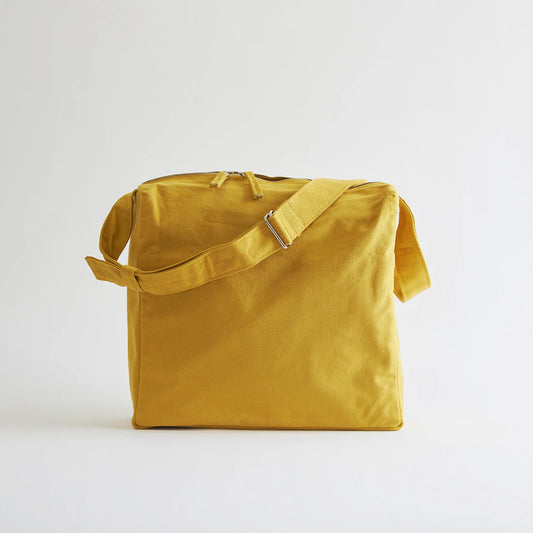 Kurashiki Hampu Canvas Shoulder Bag（Square）- Mustard Yellow -, Japanese canvas shoulder bag