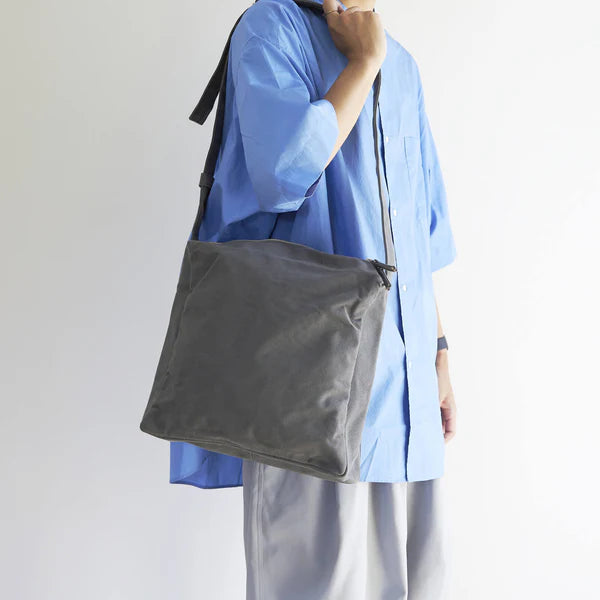Kurashiki Hampu Canvas Shoulder Bag（Square）- Mustard Yellow -, Japanese canvas shoulder bag