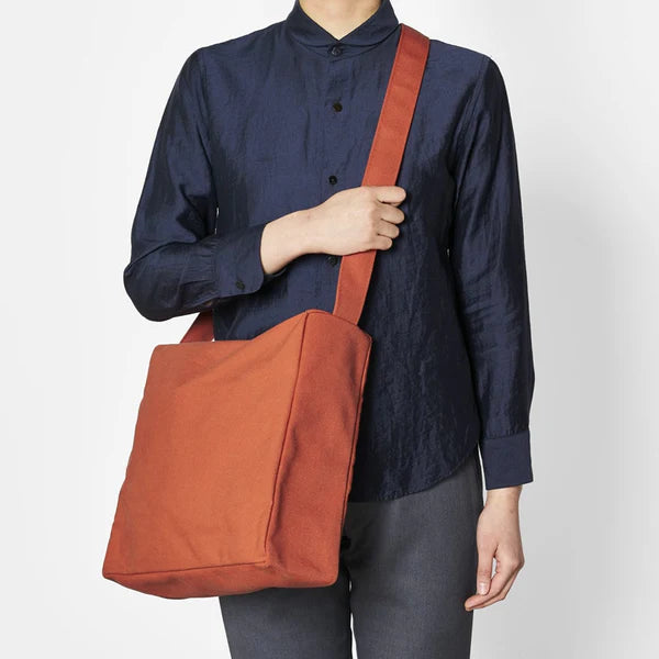 Kurashiki Hampu Canvas Shoulder Bag（Square）- Mustard Yellow -, Japanese canvas shoulder bag