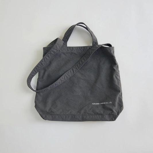Kurashiki Hampu Canvas Shoulder Tote Bag - Sumi-Iro(Ink Black)  -, Japanese canvas tote bag