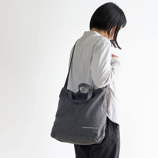 Kurashiki Hampu Canvas Shoulder Tote Bag - Sumi-Iro(Ink Black)  -, Japanese canvas tote bag