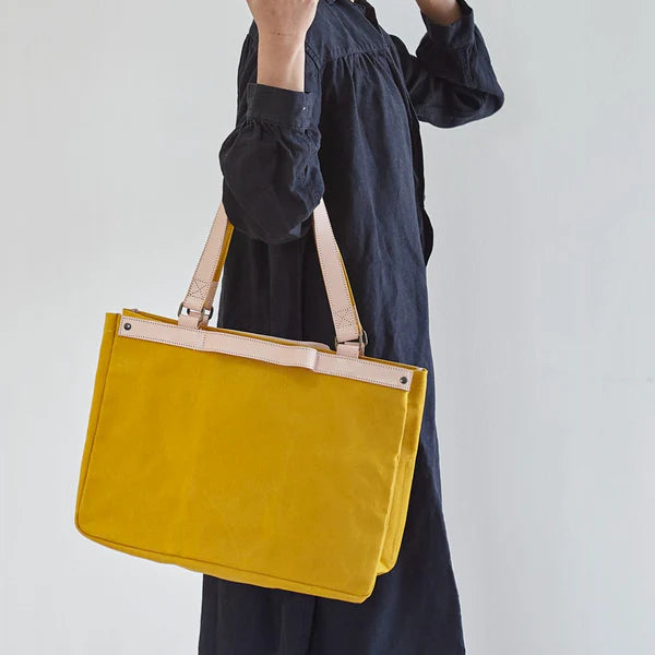Kurashiki Hampu Canvas Tote Bag - Camel -, Japanese canvas tote bag