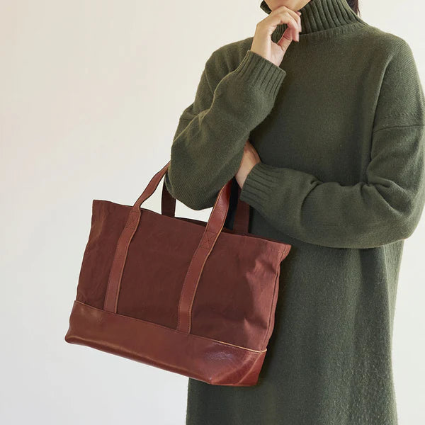 Kurashiki Hampu Canvas Tote Bag - Camel -, Japanese canvas tote bag