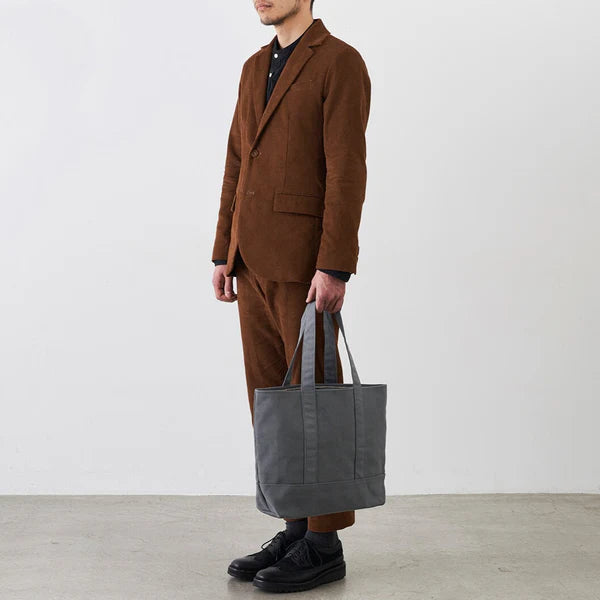 Kurashiki Hampu Canvas Zipper Tote Bag - Grayish White -, Japanese canvas tote bag