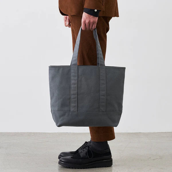Kurashiki Hampu Canvas Zipper Tote Bag - Grayish White -, Japanese canvas tote bag