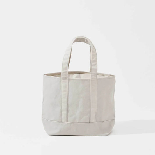 Kurashiki Hampu Canvas Zipper Tote Bag - Grayish White -, Japanese canvas tote bag