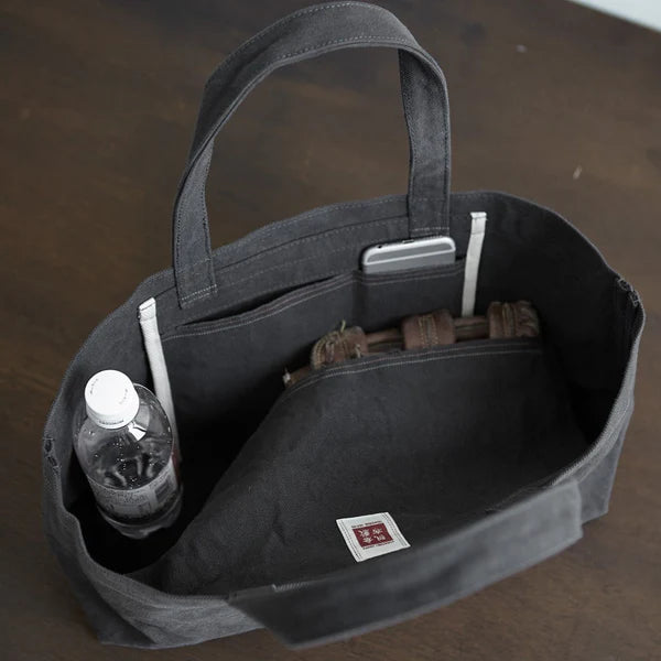 Kurashiki Hampu Selvedge Canvas Tote Bag - Autumn Leaves Red -, Japanese canvas tote bag