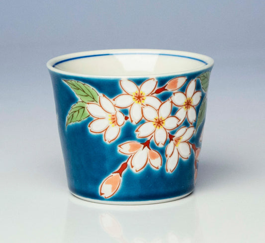 Kutani Yaki(ware) Choko (small sake cup) - Cherry Blossom -