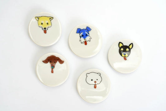 Kutani Yaki(ware) Chopstick Rest Set of 5pcs - Dog -,  Japanese Kutani Ware Chopstick Rest