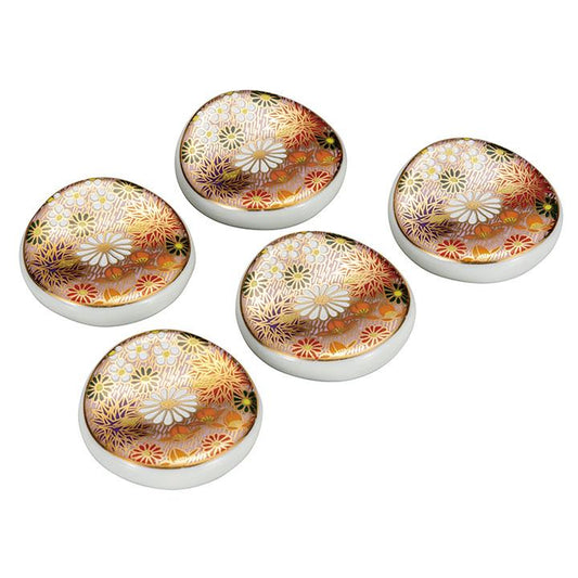 Kutani Yaki(ware) Chopstick Rest Set of 5pcs - Flower - ,  Japanese Kutani Ware Chopstick Rest
