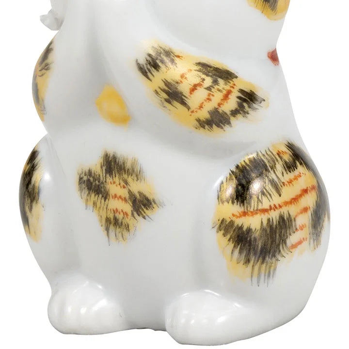 Kutani Yaki(ware) Japanese Maneki-Neko (Beckoning Cat) Figure - Praying / Gold -, Japanese lucky cat figure