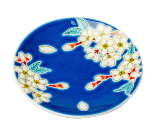 Kutani Yaki(ware) Small Plate 9.5 cm (3.7 inches) - Cherry Blossom -