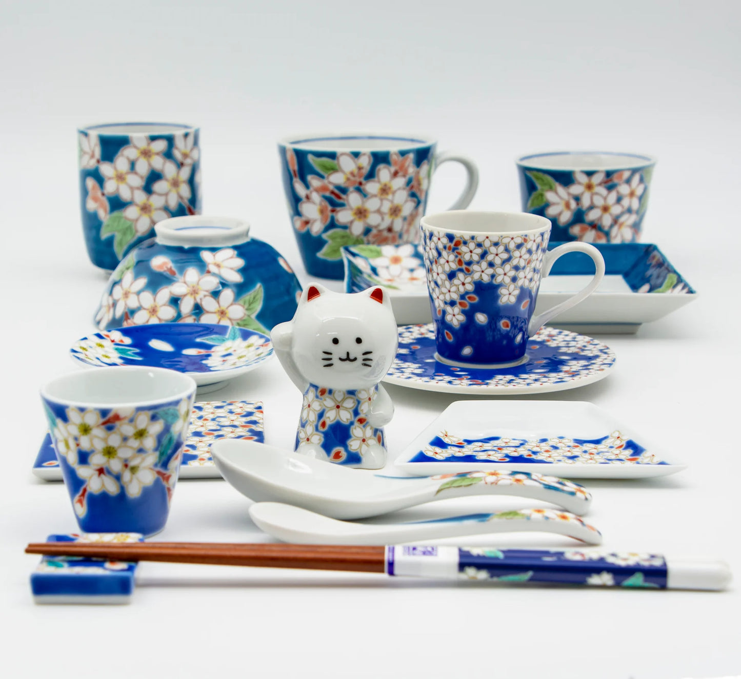 Kutani Yaki(ware) Tea Coffee Mug Cup and Saucer Set - Cherry Blossom -