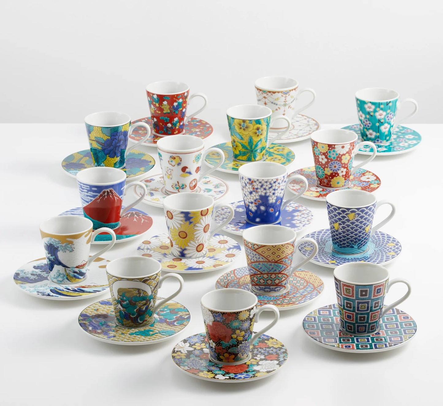 Kutani Yaki(ware) Tea Coffee Mug Cup and Saucer Set - Cherry Blossom -