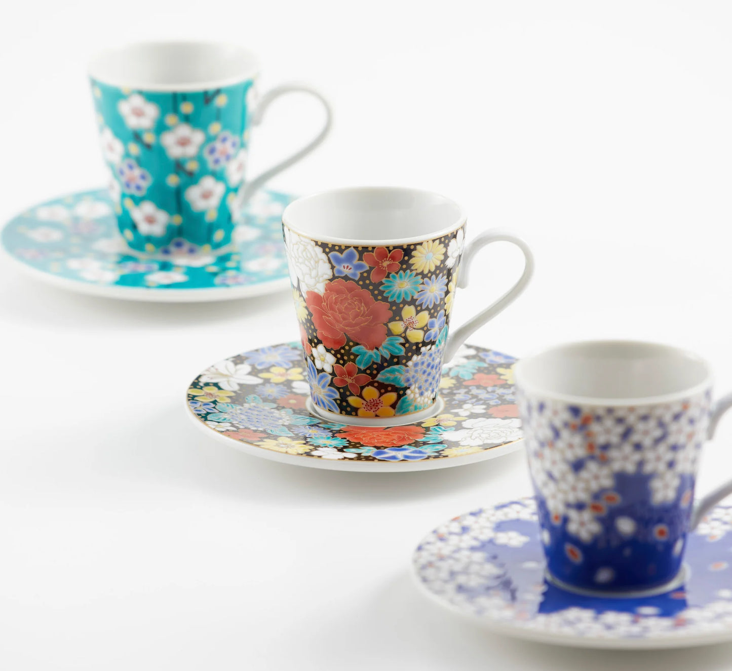Kutani Yaki(ware) Tea Coffee Mug Cup and Saucer Set - Cherry Blossom -