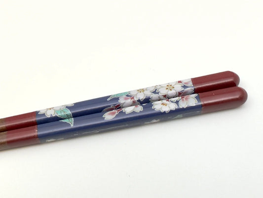 Kutani Yaki(ware) × Wakasa-nuri(Wakasa Lacquerware) Chopsticks 21cm - Cherry Blossom / Red -