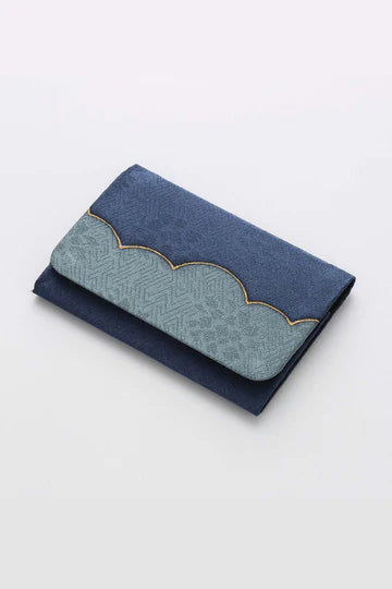 Kyo-Yuzen Business Card Holder / Card Case - Auspicious Cloud / Indigo Blue -, Made in Kyoto, Japan