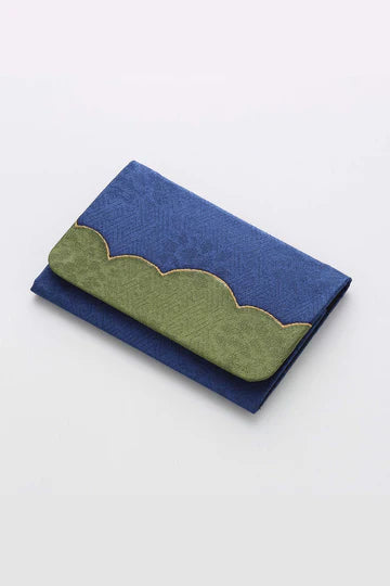 Kyo-Yuzen Business Card Holder / Card Case - Auspicious Cloud / Japanese Matcha Green -, Made in Kyoto, Japan