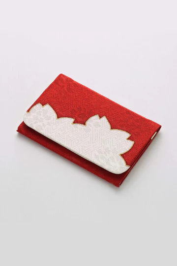 Kyo-Yuzen Business Card Holder / Card Case - Cherry Blossom / Dark Red -, Made in Kyoto, Japan