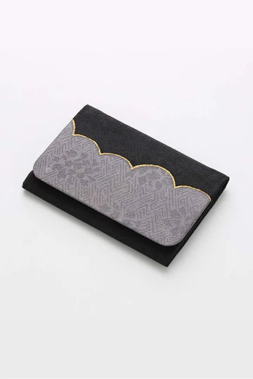 Kyo-Yuzen Business Card Holder / Card Case - Auspicious Cloud / Black -, Made in Kyoto, Japan