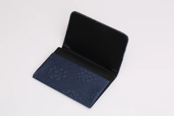 Kyo-Yuzen Business Card Holder / Card Case - Auspicious Cloud / Indigo Blue -, Made in Kyoto, Japan