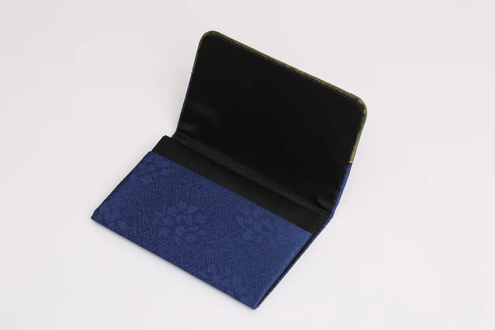 Kyo-Yuzen Business Card Holder / Card Case - Auspicious Cloud / Japanese Matcha Green -, Made in Kyoto, Japan