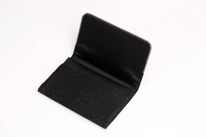 Kyo-Yuzen Business Card Holder / Card Case - Auspicious Cloud / Black -, Made in Kyoto, Japan