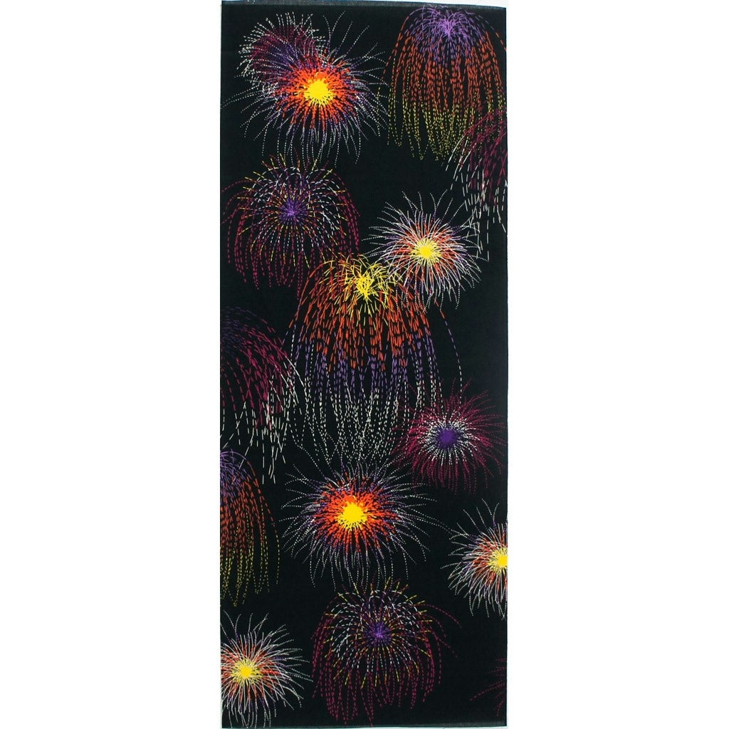 Kyo-Yuzen Dyeing Tenugui Towel (Japanese Hand Towel) - Firework Festival / Black -, Made in Kyoto, Japan