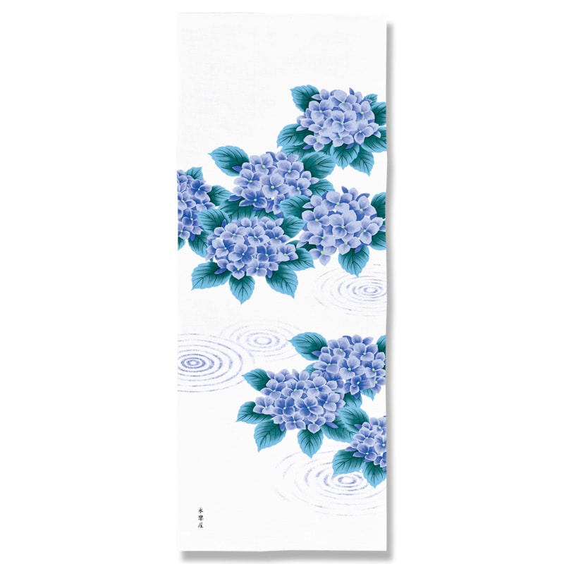 Kyo-Yuzen Dyeing Tenugui Towel (Japanese Hand Towel) - Hydrangea -, Made in Kyoto, Japan