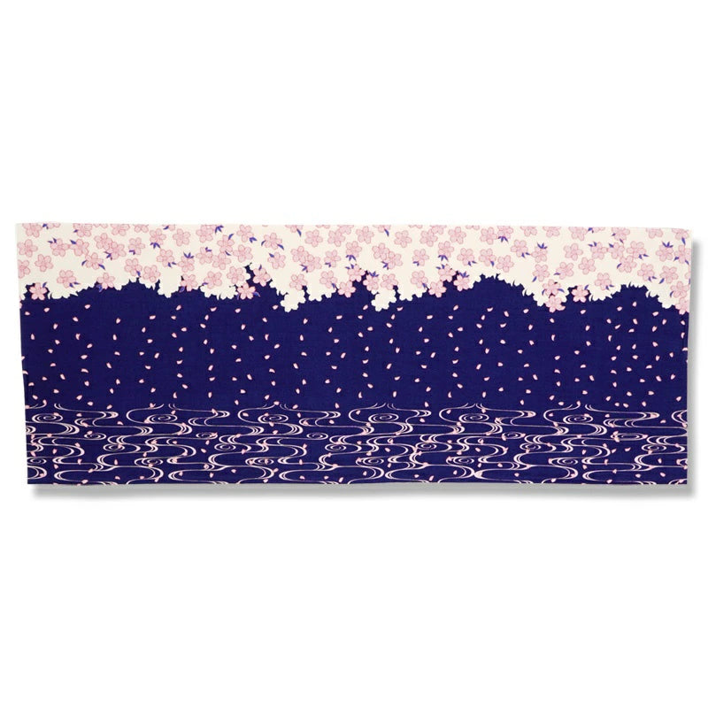 Kyo-Yuzen Dyeing Tenugui Towel (Japanese Hand Towel) - Cherry Blossom and River -, Made in Kyoto, Japan