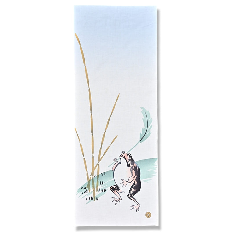 Kyo-Yuzen Dyeing Tenugui Towel (Japanese Hand Towel) - Frog -, Made in Kyoto, Japan