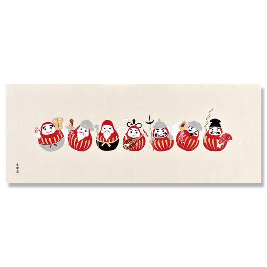 Kyo-Yuzen Dyeing Tenugui Towel (Japanese Hand Towel) - Daruma doll -, Made in Kyoto, Japan