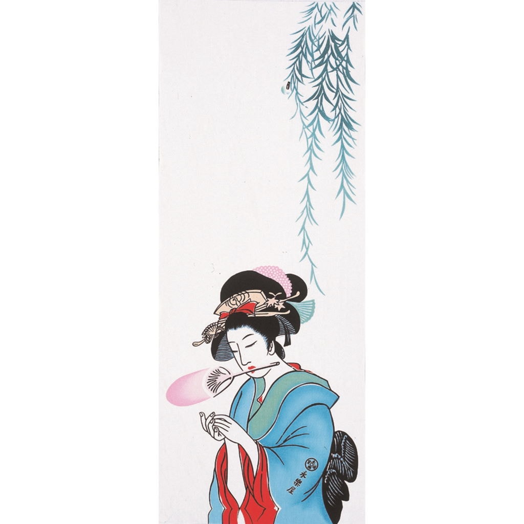 Kyo-Yuzen Dyeing Tenugui Towel (Japanese Hand Towel) - Enjoying the Evening Breeze -, Made in Kyoto, Japan