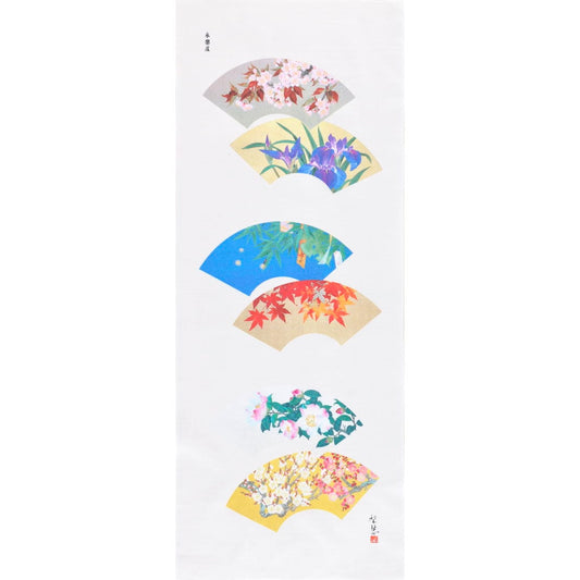 Kyo-Yuzen Dyeing Tenugui Towel (Japanese Hand Towel) - Japanese Fan -, Made in Kyoto, Japan