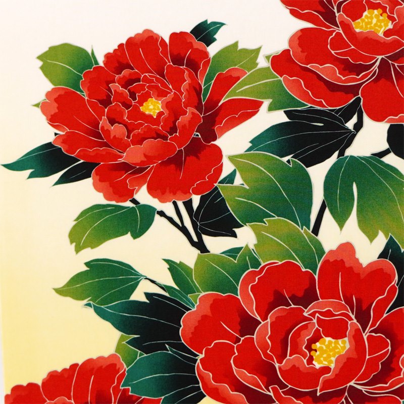 Kyo-Yuzen Dyeing Tenugui Towel (Japanese Hand Towel) - Japanese Maiko and Peony -, Made in Kyoto, Japan