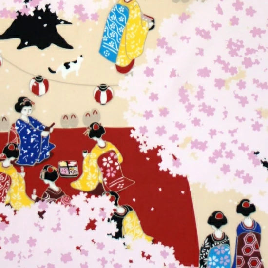 Kyo-Yuzen Dyeing Tenugui Towel (Japanese Hand Towel) - Japanese Maiko and Cherry Blossom -, Made in Kyoto, Japan
