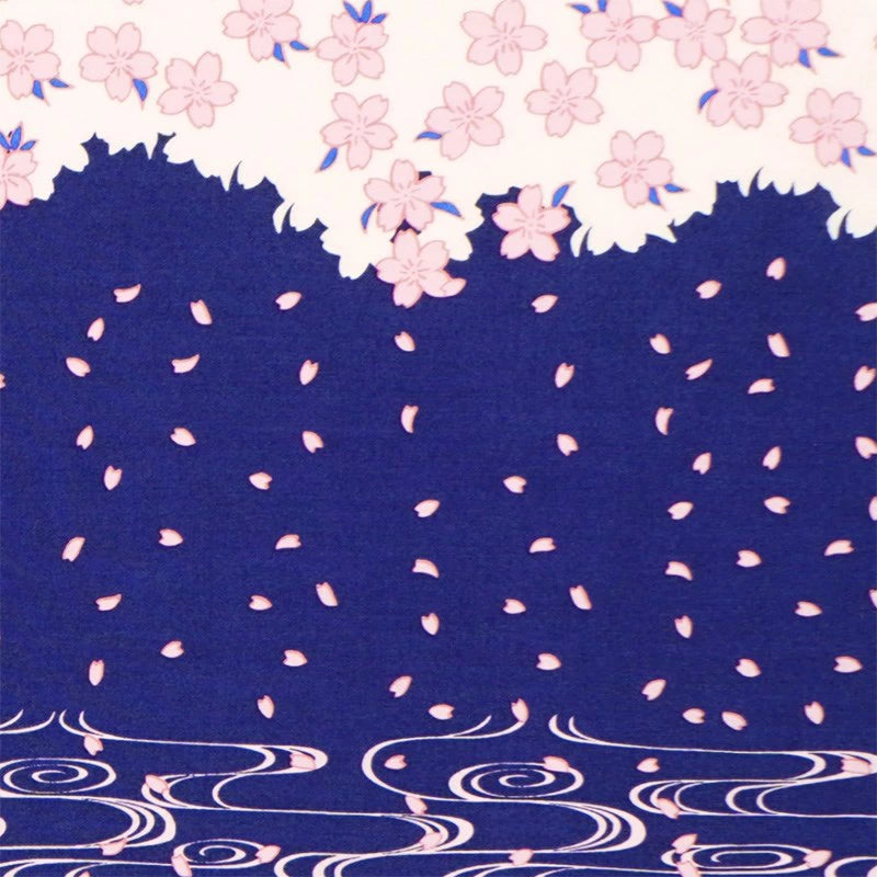 Kyo-Yuzen Dyeing Tenugui Towel (Japanese Hand Towel) - Cherry Blossom and River -, Made in Kyoto, Japan