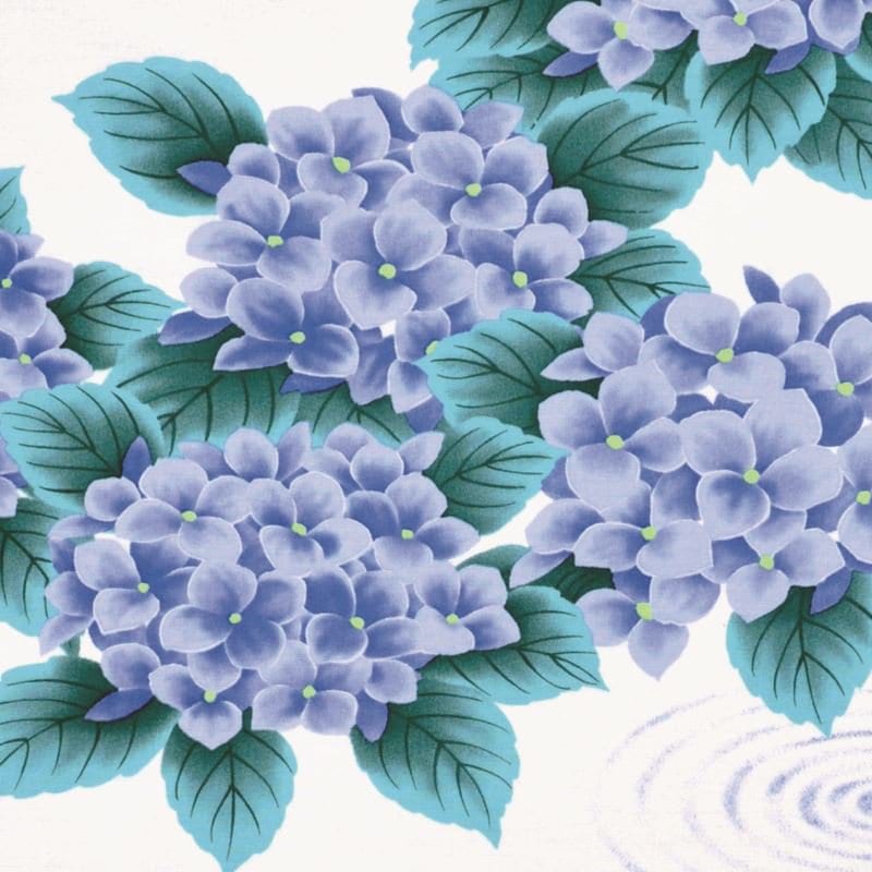 Kyo-Yuzen Dyeing Tenugui Towel (Japanese Hand Towel) - Hydrangea -, Made in Kyoto, Japan